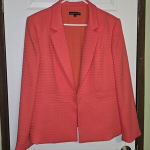 Preston & York Womens Blazer Jacket Textured Coral With Hook Clasp Coral Jacket